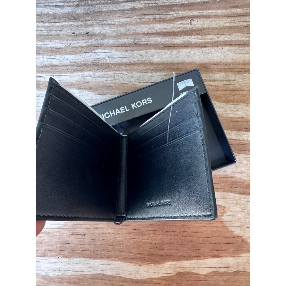Michael Kors Men's Bifold Black Canvas Slim Billfold Wallet 86F2SANF5V - Picture 5 of 5